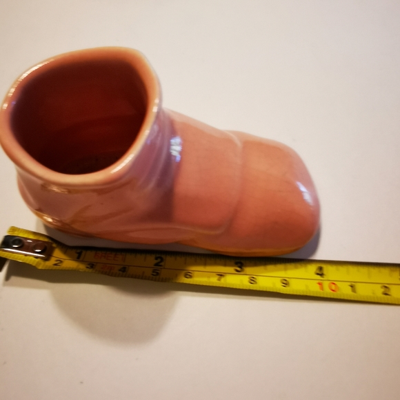Vintage Porcelain Salmon Pink Baby Shoe Planter - Picture 10 of 14